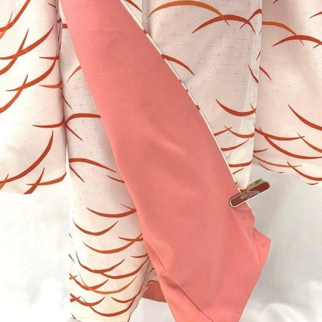 ■411ag104,着物とお小物類■七五三 七歳 女児 着物 芝草 白 ■美品u