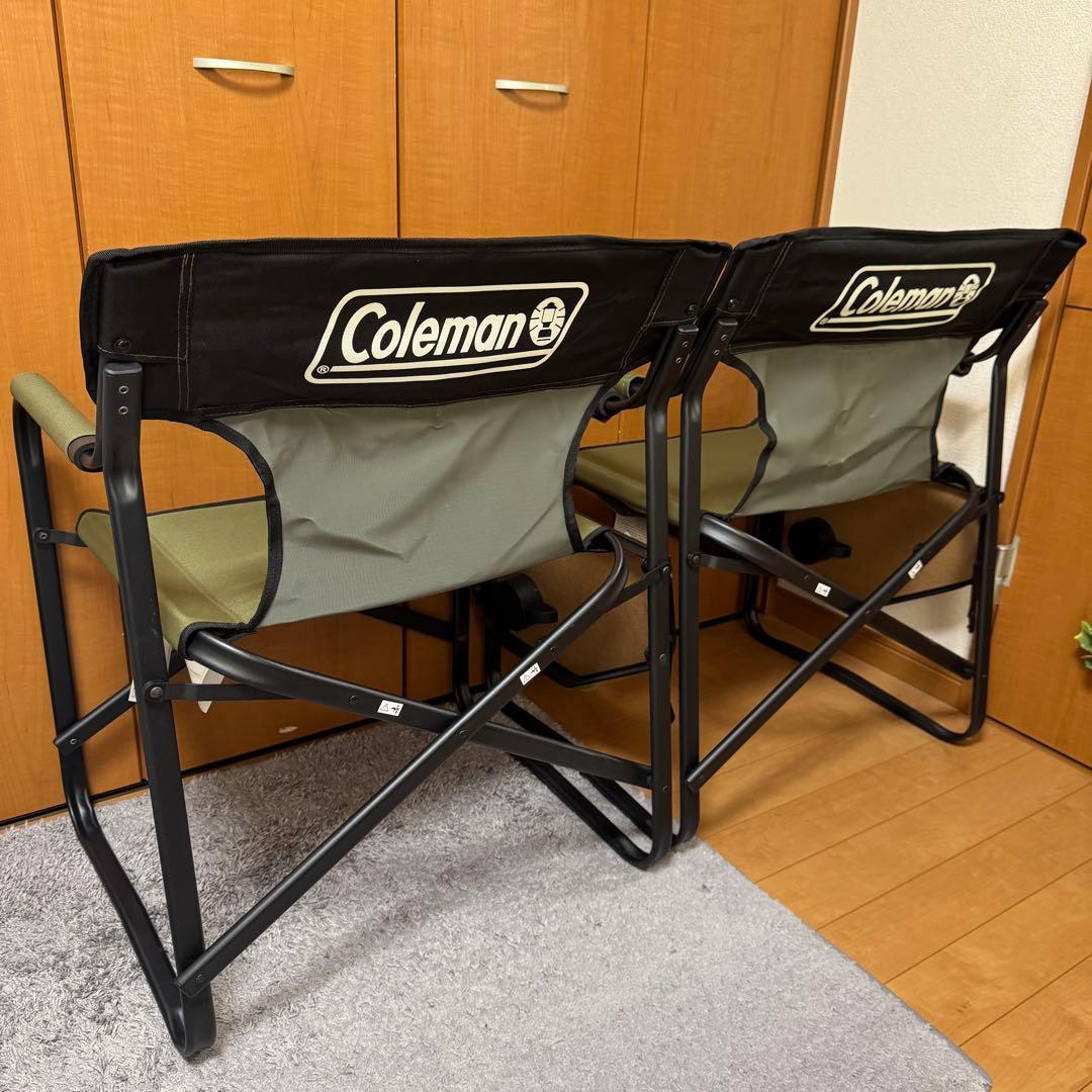 2脚セット未使用 Coleman／サイドテーブル付デッキチェア コールマン
