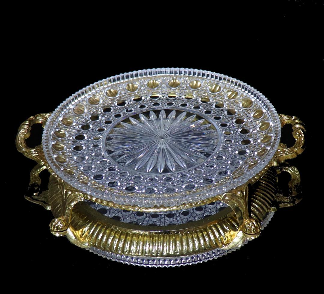 オールド・バカラ 博物館級!! 特大 ブロンズ装飾 獅子脚台座 センターピース