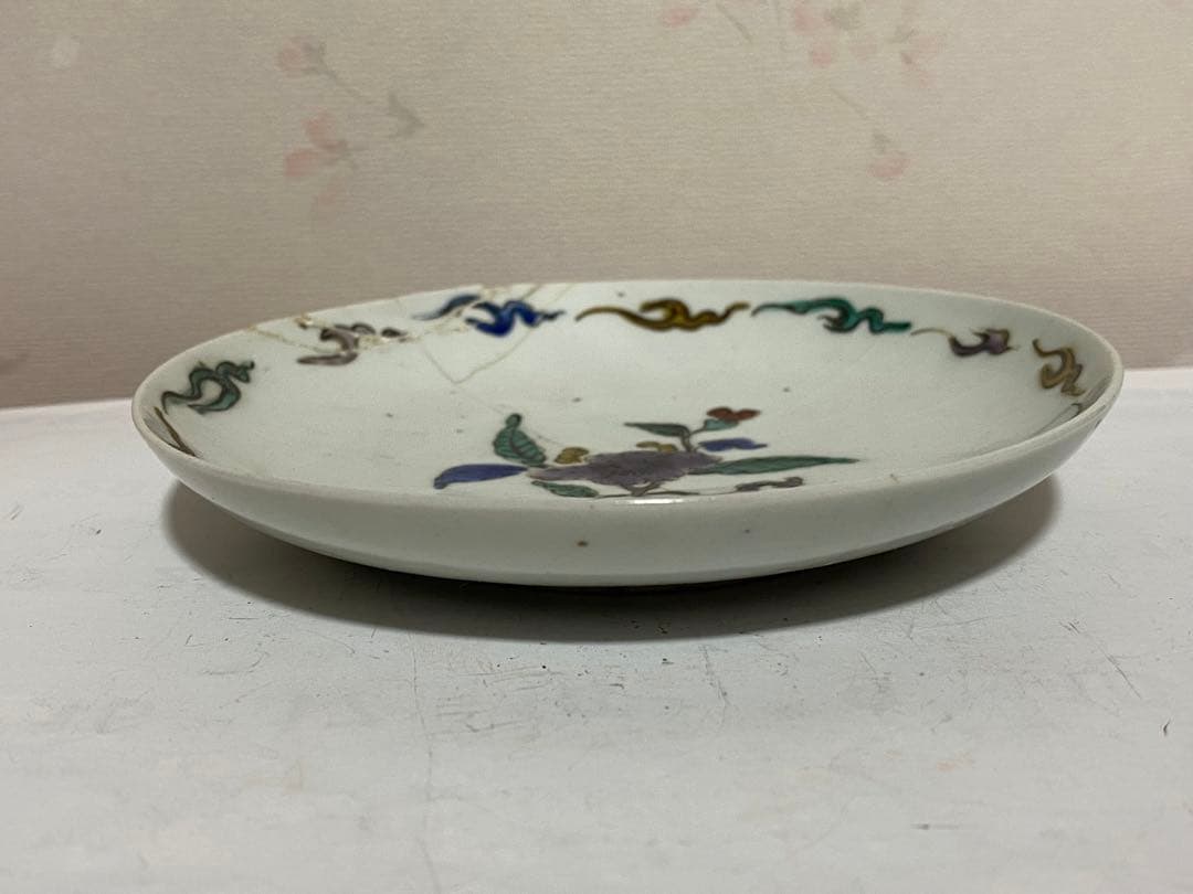 ♦江戸時代前期 古九谷 五彩九谷 小皿 珍物 珍品 古九谷様式 古美術品 骨董品