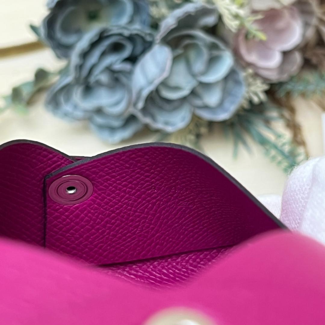 極美品 エルメス カルヴィ ローズパープル 名刺入れ ケース 箱付き