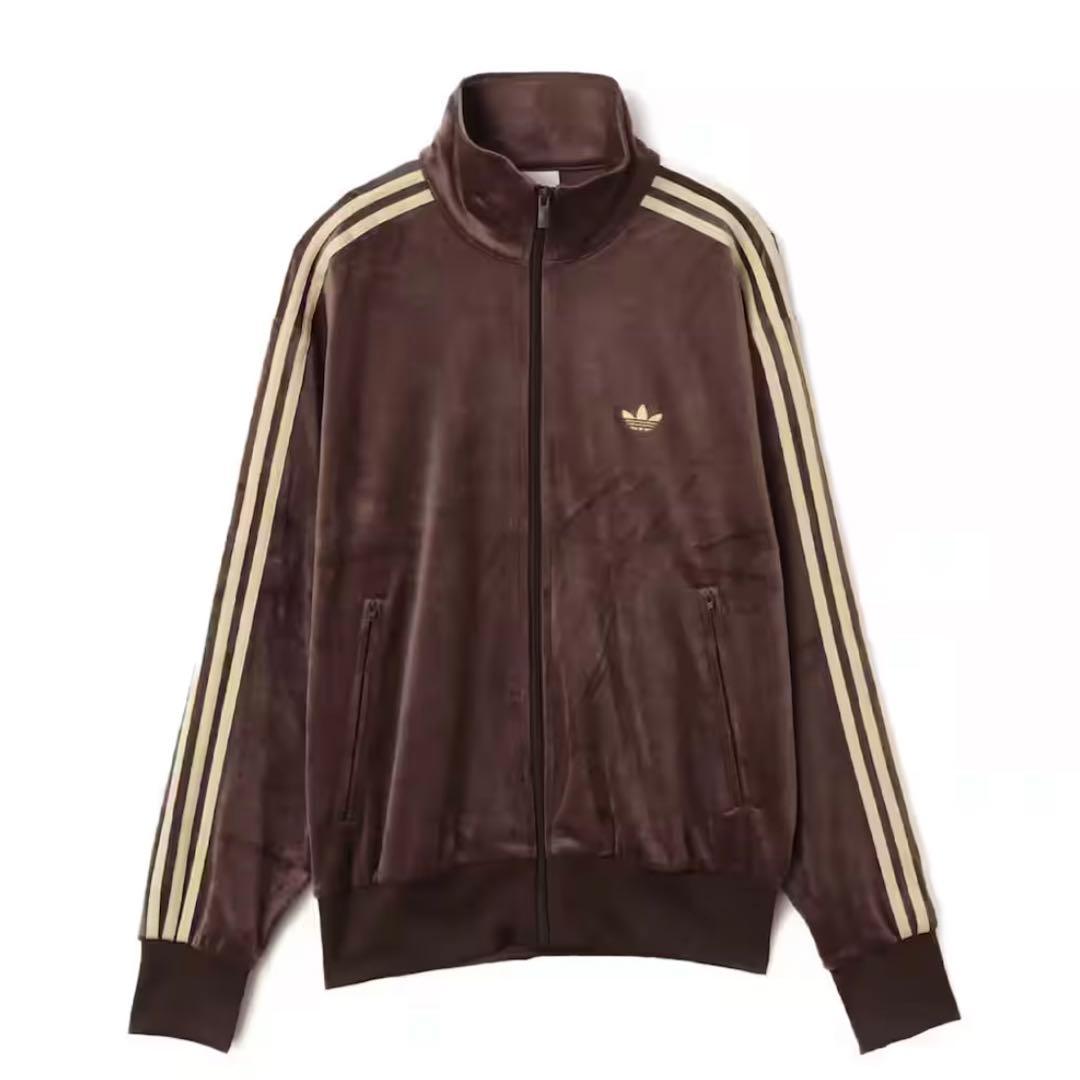 新品XS⭐️adidas ファイヤーバード ベロア トラックトップ ダークブラウン