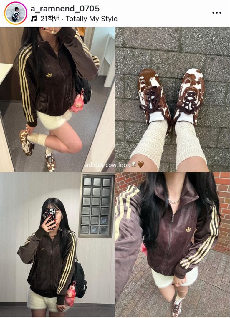 新品XS⭐️adidas ファイヤーバード ベロア トラックトップ ダークブラウン