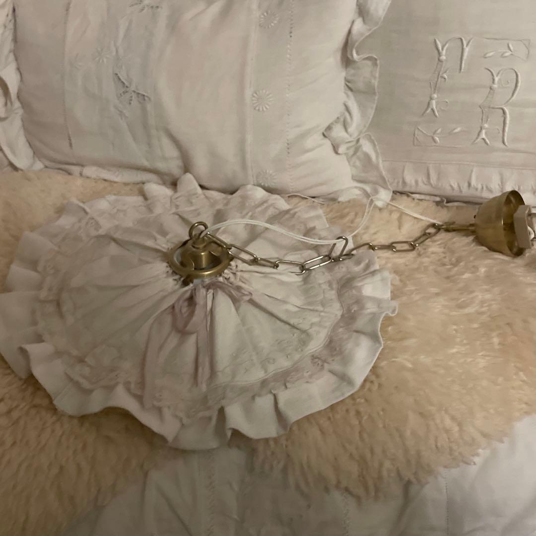 フランスアンティーク　ランプシェードシルクカバー