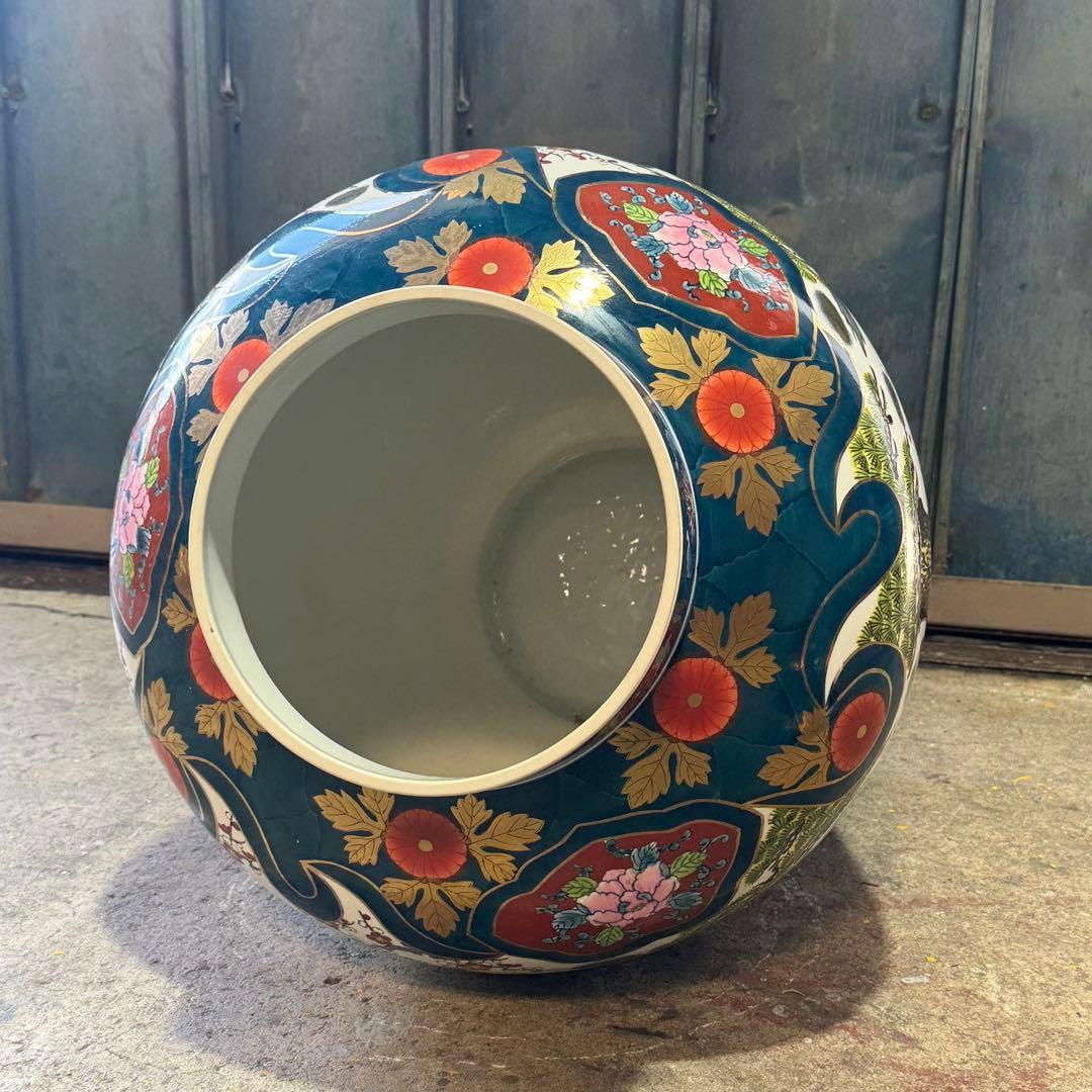 有田焼 金龍窯 博山作 金襴手 染錦 飾り壷 花鳥 高さ115cm 3個口発送