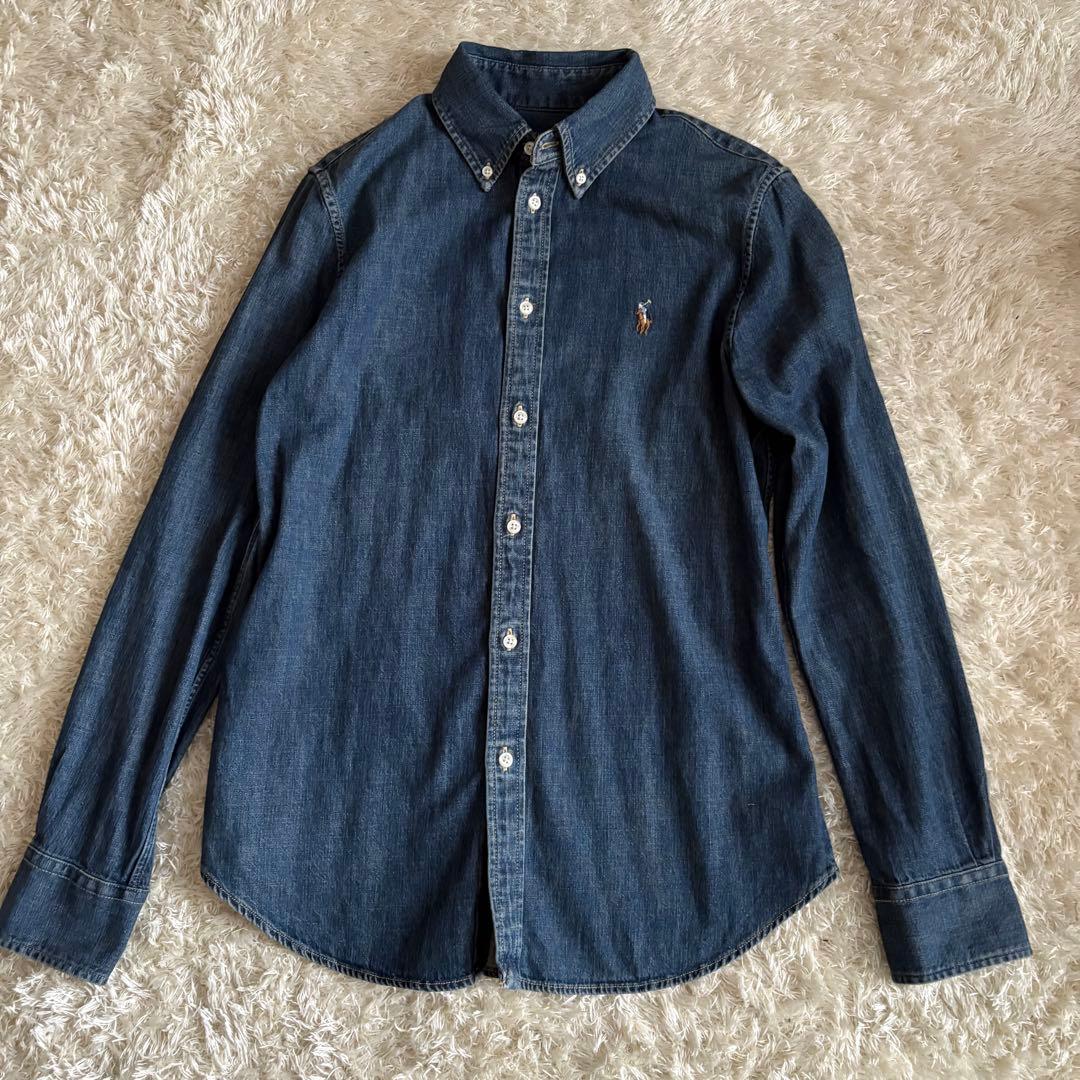 美品 ラルフローレン デニムシャツ ダンガリー M カスタムフィット インディゴ
