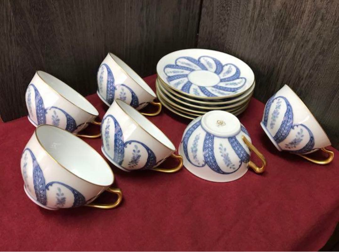 オオクラトウエン 大倉陶園 呉須更紗ティーカップ　極美品　六脚セット