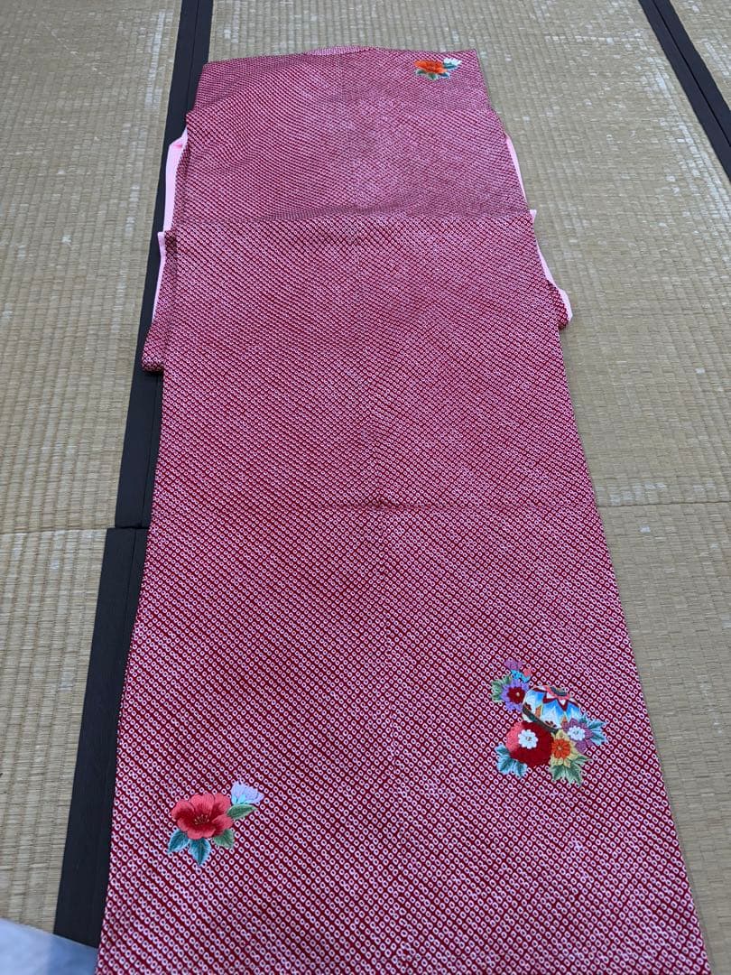 七五三　正絹　絞り　女の子　キッズ　7歳　ピンク　総絞り　絹