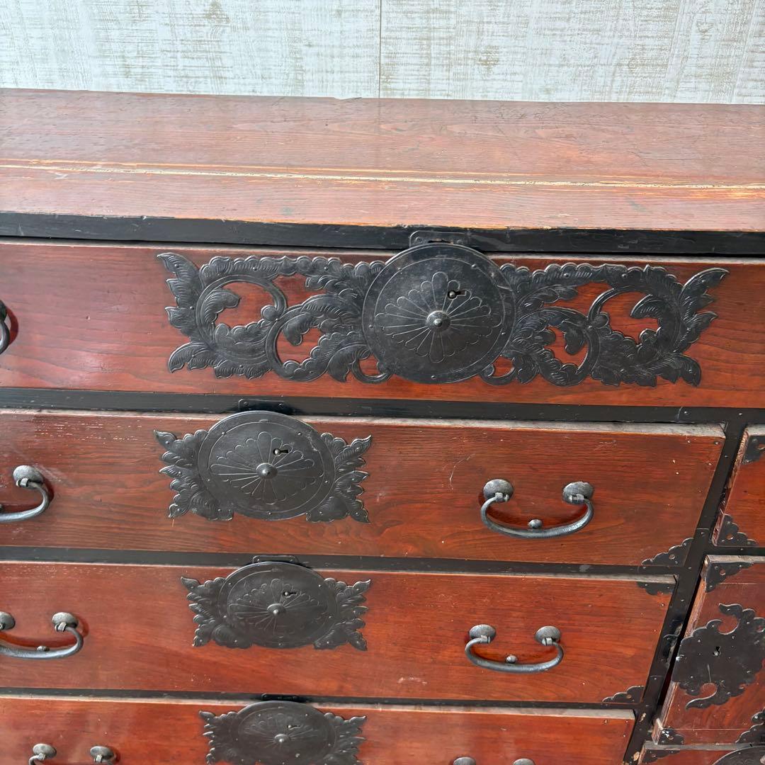 昭和レトロ 古家具 大型 仙台箪笥 4段9杯 引き出し箪笥 和箪笥 ビンテージ