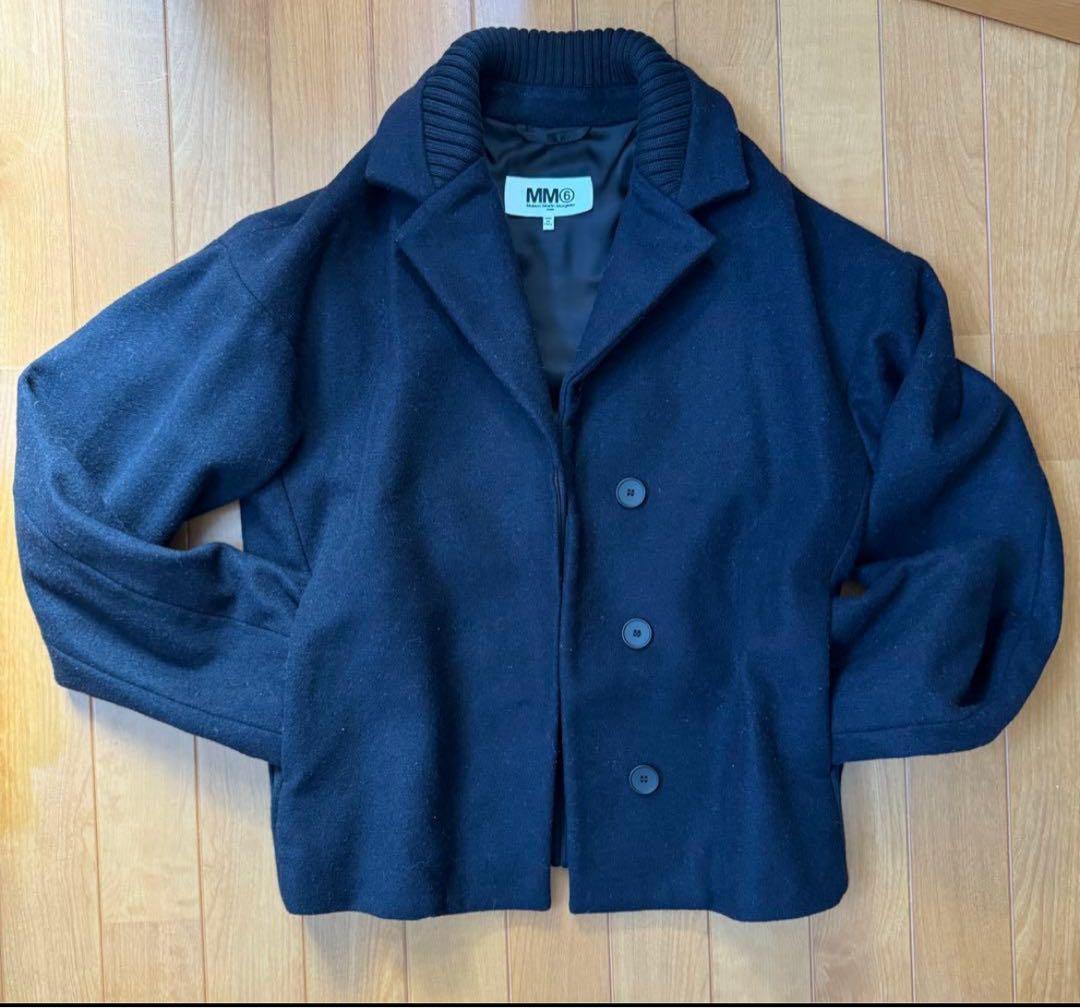 MM6 ウールコート 毛コート ダークブルー 38