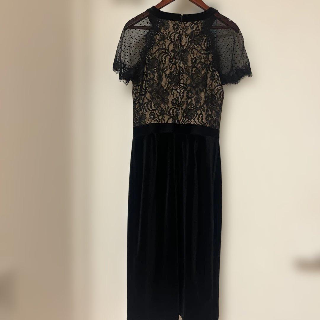 タダシショージ フラワーレース切り替えドレス ドットチュール サイズ2