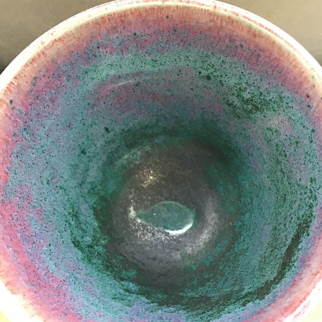 茶道具　建水　辰砂　南渓山窯　発色美　姜寿華　カンスウファ造　共箱　S222KS