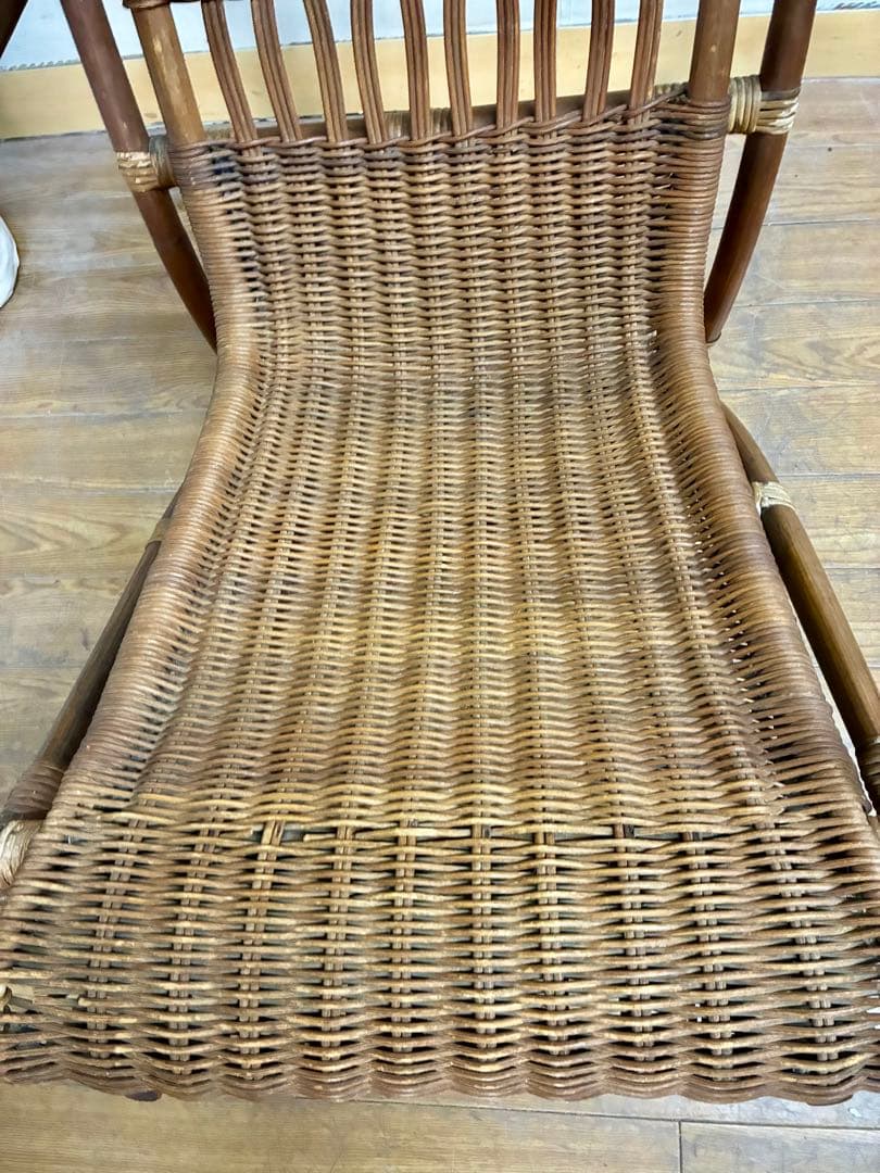 管448☆アジアンヴィンテージ☆ラタン☆藤☆ロッキングチェア☆揺り椅子