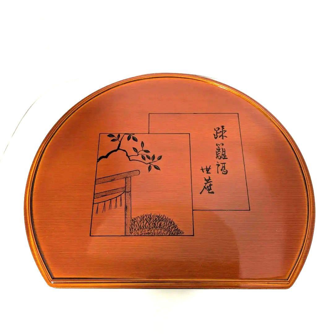 懐石膳　伊勢物語　春慶塗　半月盆　　古物　淡々斎好　10枚組
