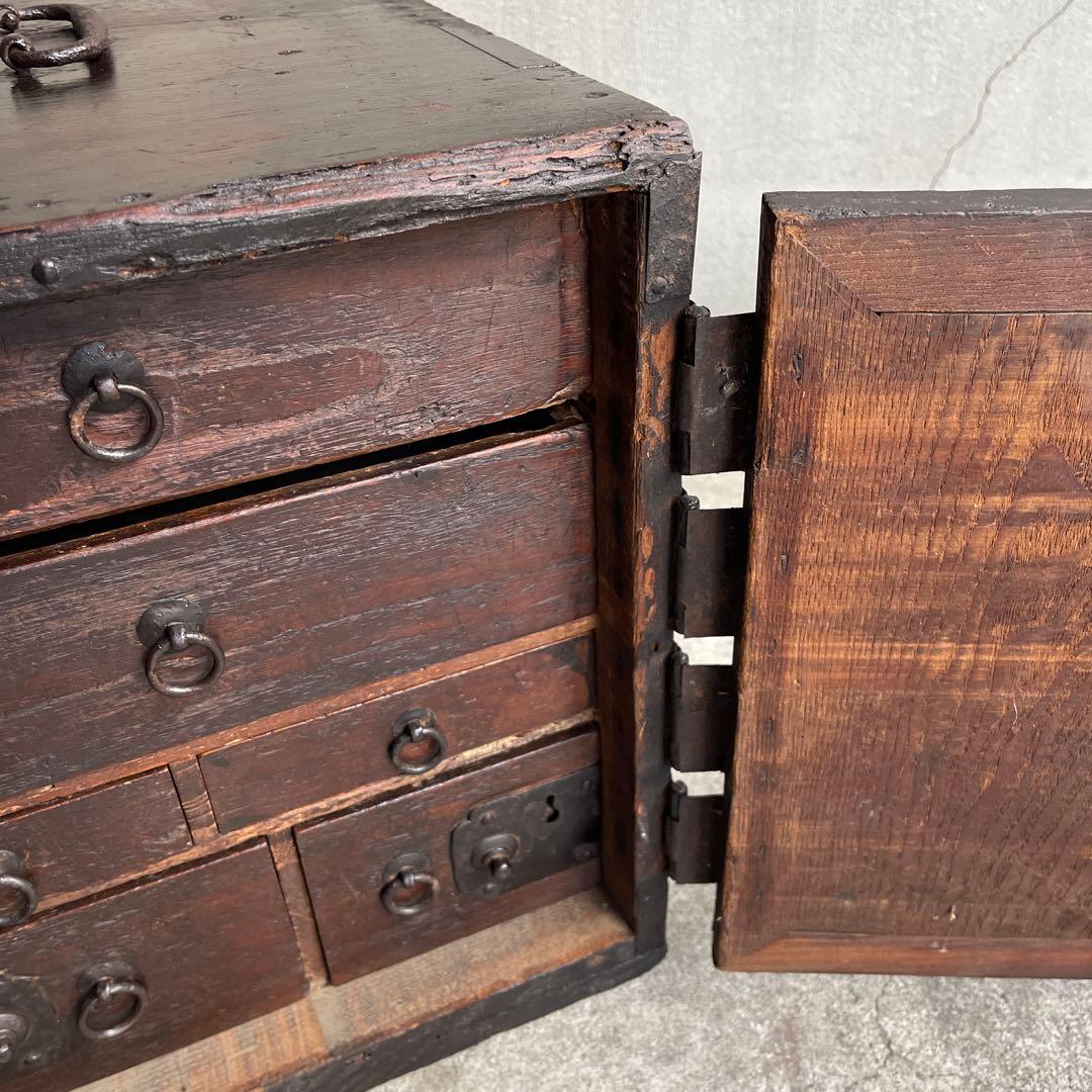 骨董 時代箪笥　船箪笥　銭箱　帳場箪笥　欅製　江戸期　古家具　古道具