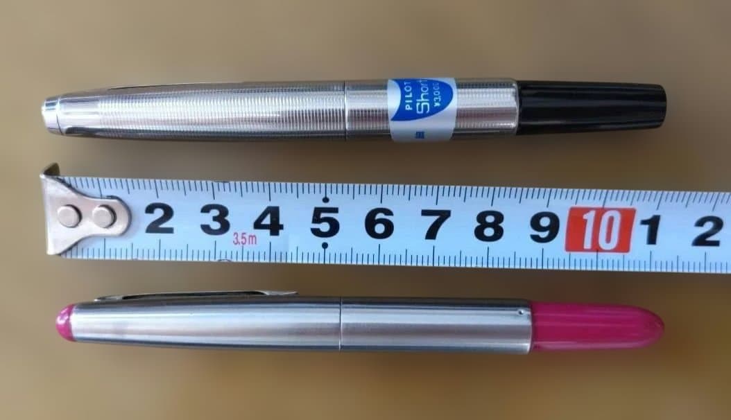 PILOT伸縮式万年筆「パイロットショート」14K黒 ピンクセット