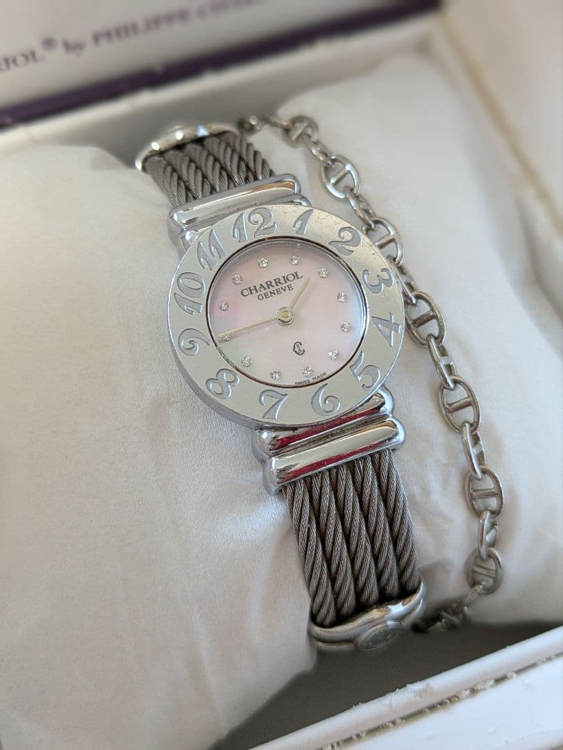 CHARRIOL シャリオール 　サントロペ　12Pダイヤ　ピンクシェル　腕時計