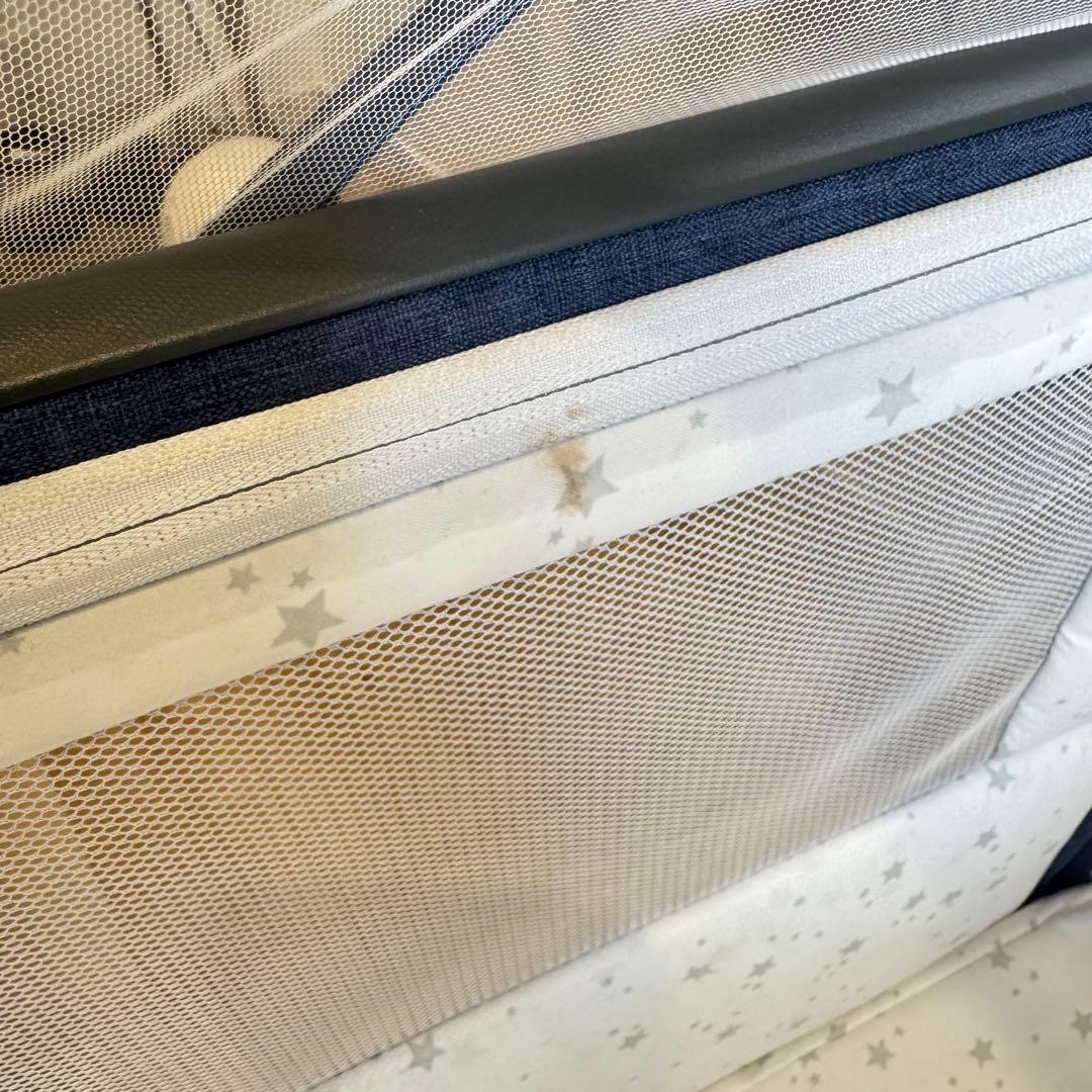 【美品】 付属品完備 HZDMJ ベビーベッド　ネイビー