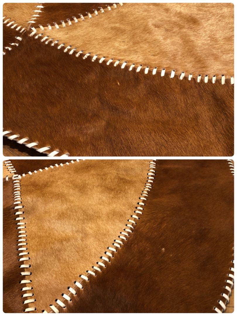 カウラグ パッチワーク 大判 ラグ カウハイドレザー 本革 ミッドセンチュリー