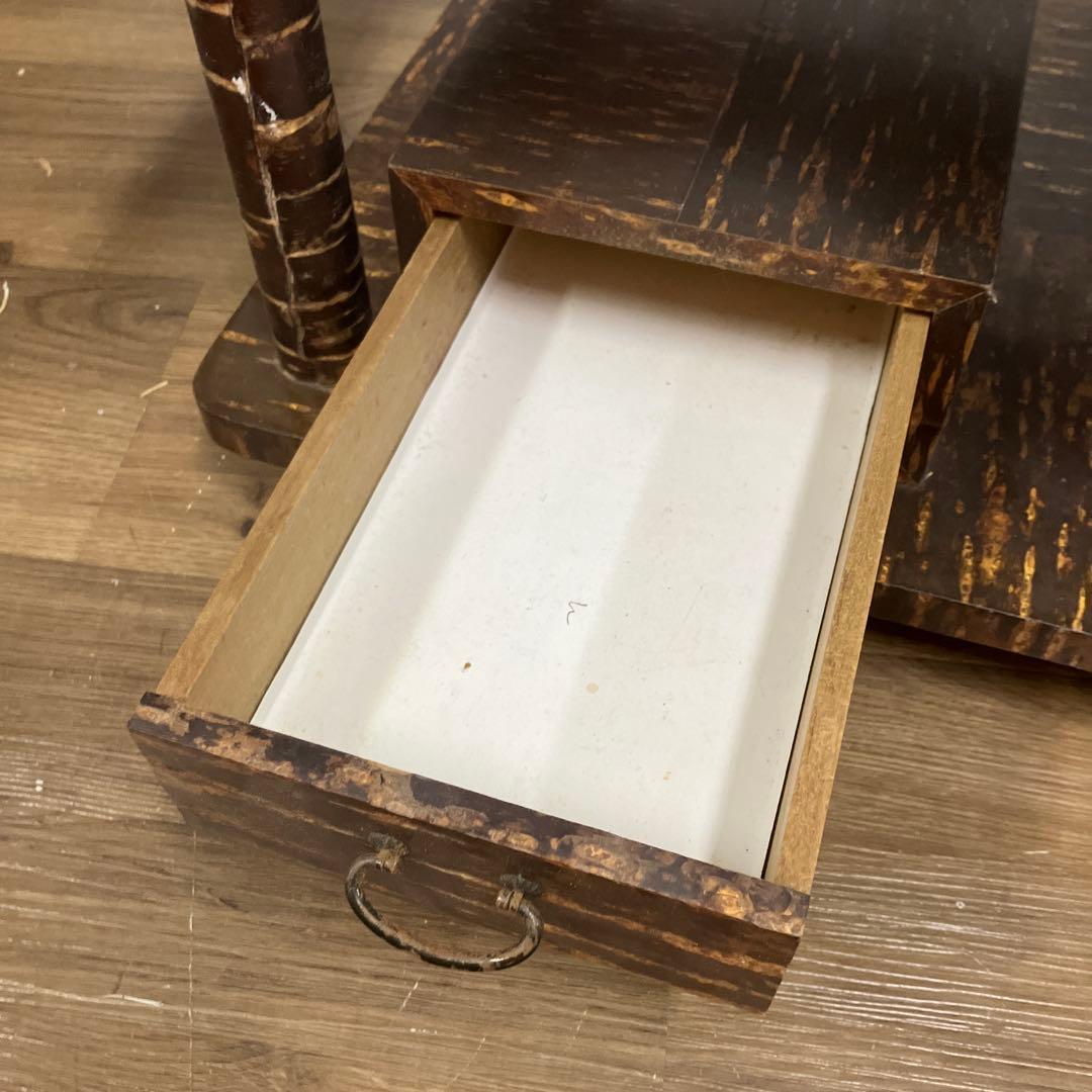 B-4 昭和レトロ 伝統工芸 樺細工風 ポットワゴン キャスター付 和家具