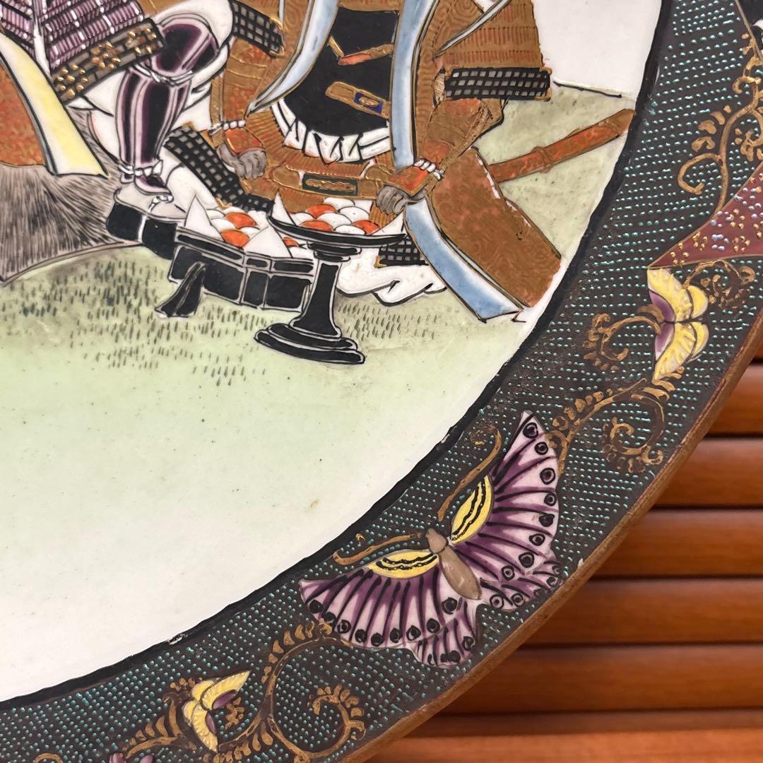 明治時代頃◎九谷焼　武者絵　大皿