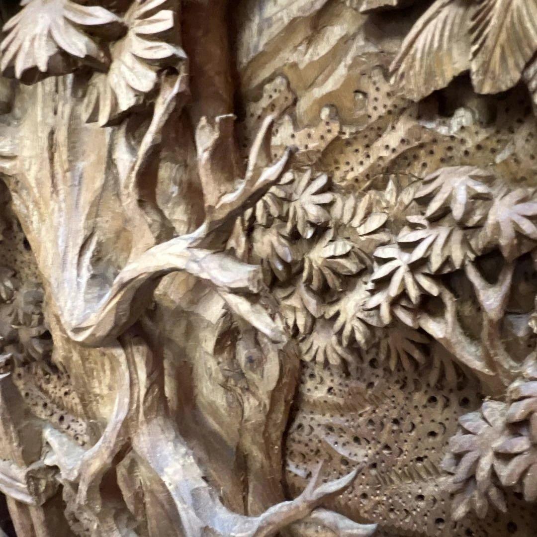 時代　木彫　浮き彫りの額B 約95.5×49.2㎝　東さ8-0131②