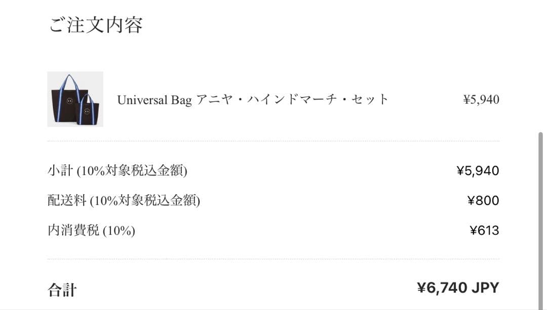 アニヤ・ハインドマーチ　THE UNIVERSAL BAG 大小セット