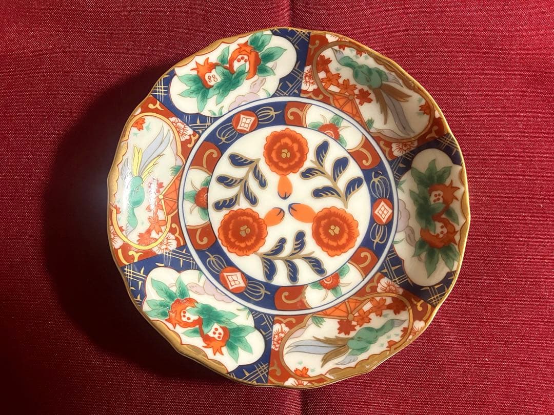 前畑 庫山 古伊万里 金彩花鳥色絵 5客 色絵