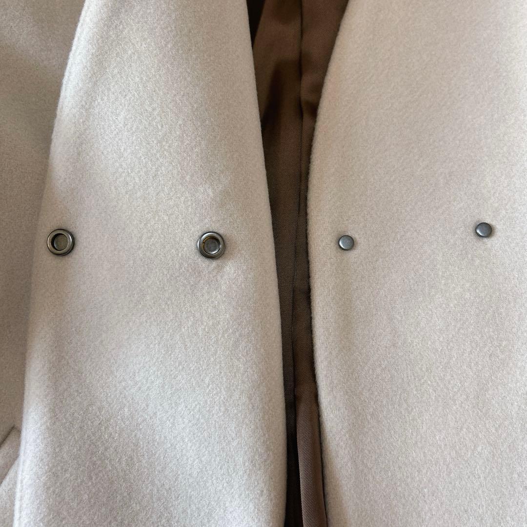 美品✨イエナ マンテコ ノーカラーウールコート ロングコート アイボリー 38