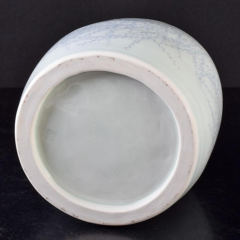 益子焼　室町勝廣作　彩象嵌　野鳥文　扁壷　共箱　M　R7930B