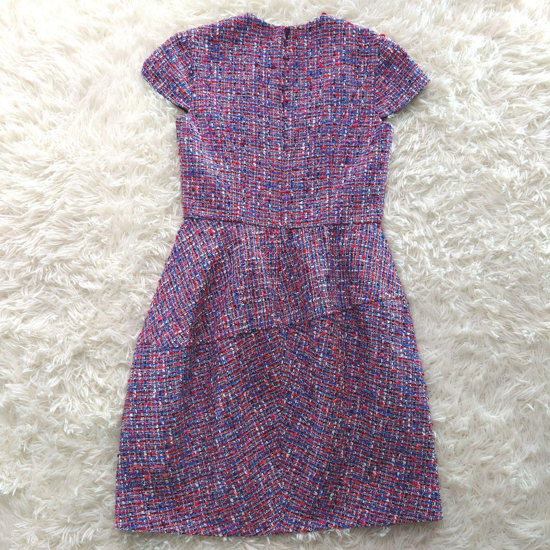 YOKOCHAN ツイード バルーンドレス 36 美シルエット 赤系