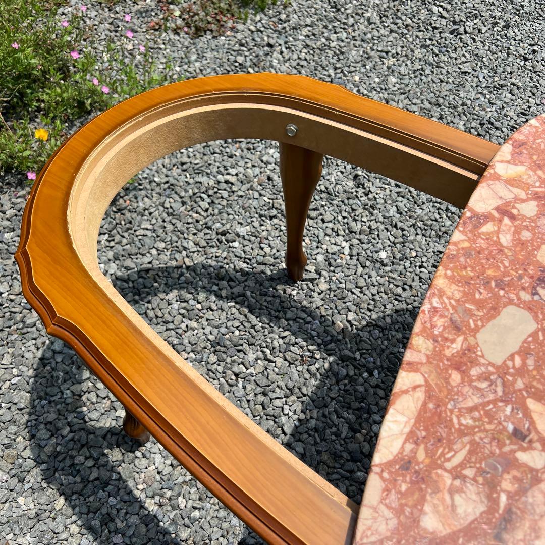 イタリア家具 大理石 センターテーブル ローテーブル ロココ調 猫脚 楕円