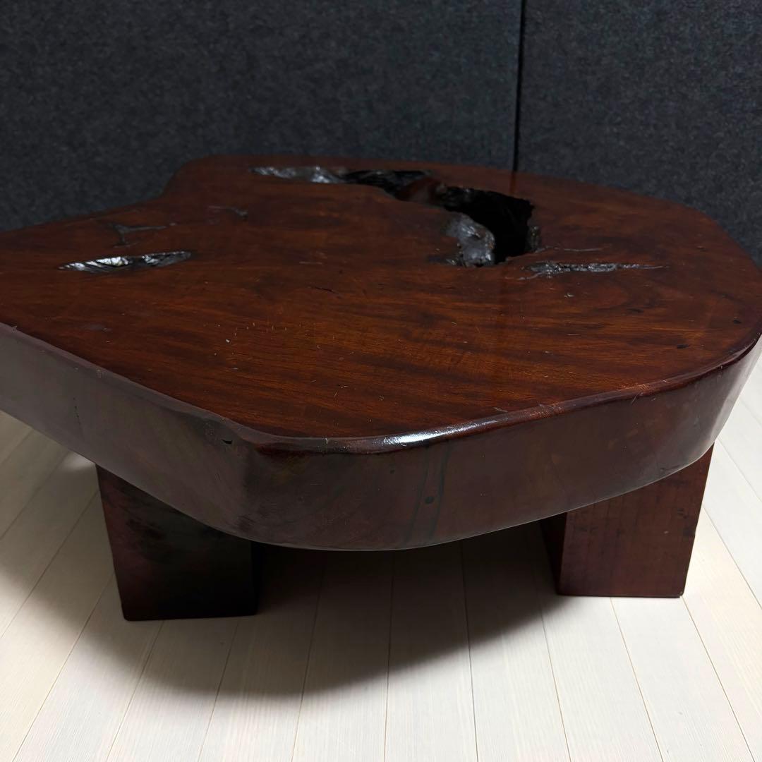 無垢材　天然木　一枚板　座卓　ちゃぶ台　ローテーブル　飾り台　花台　レトロ