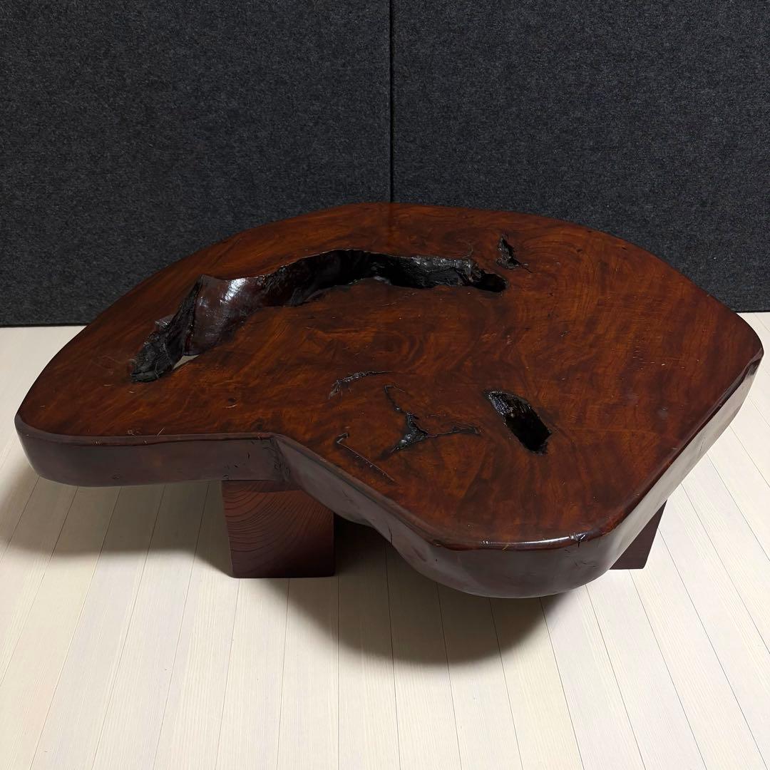 無垢材　天然木　一枚板　座卓　ちゃぶ台　ローテーブル　飾り台　花台　レトロ