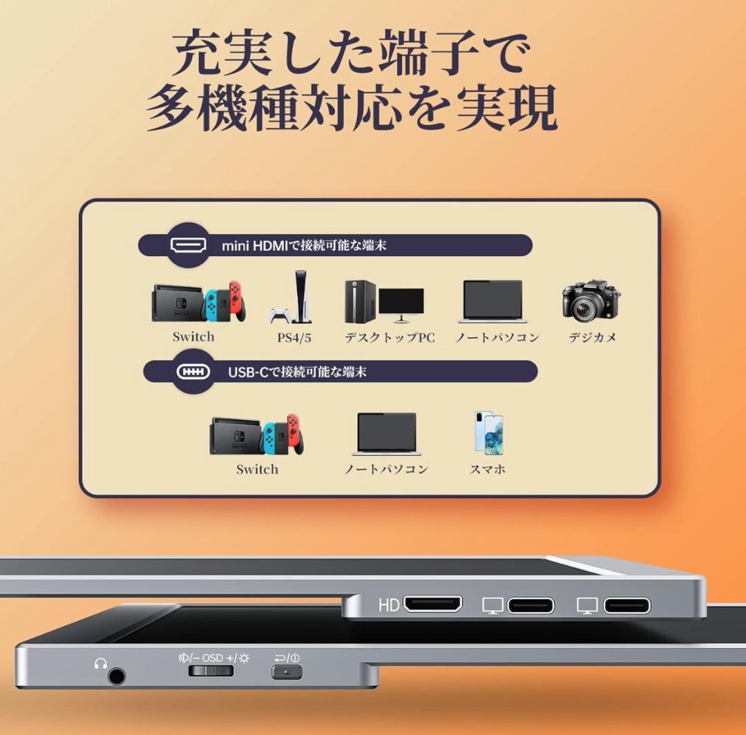 モバイルモニター kksmart 13.5インチ NK-135　2K・超軽量