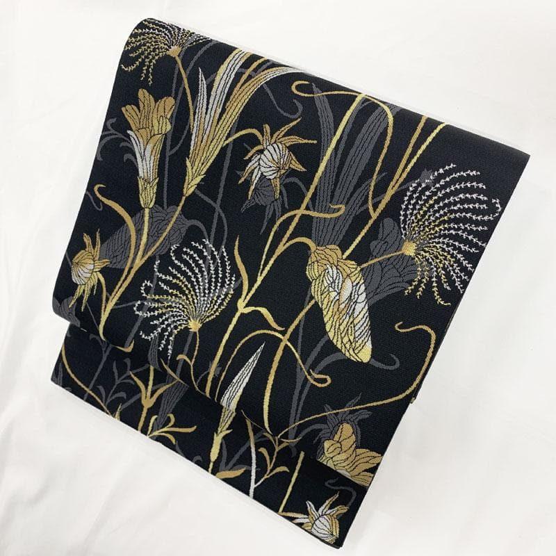 508my75◇モダン アート 植物文 六通 袋帯◇美品