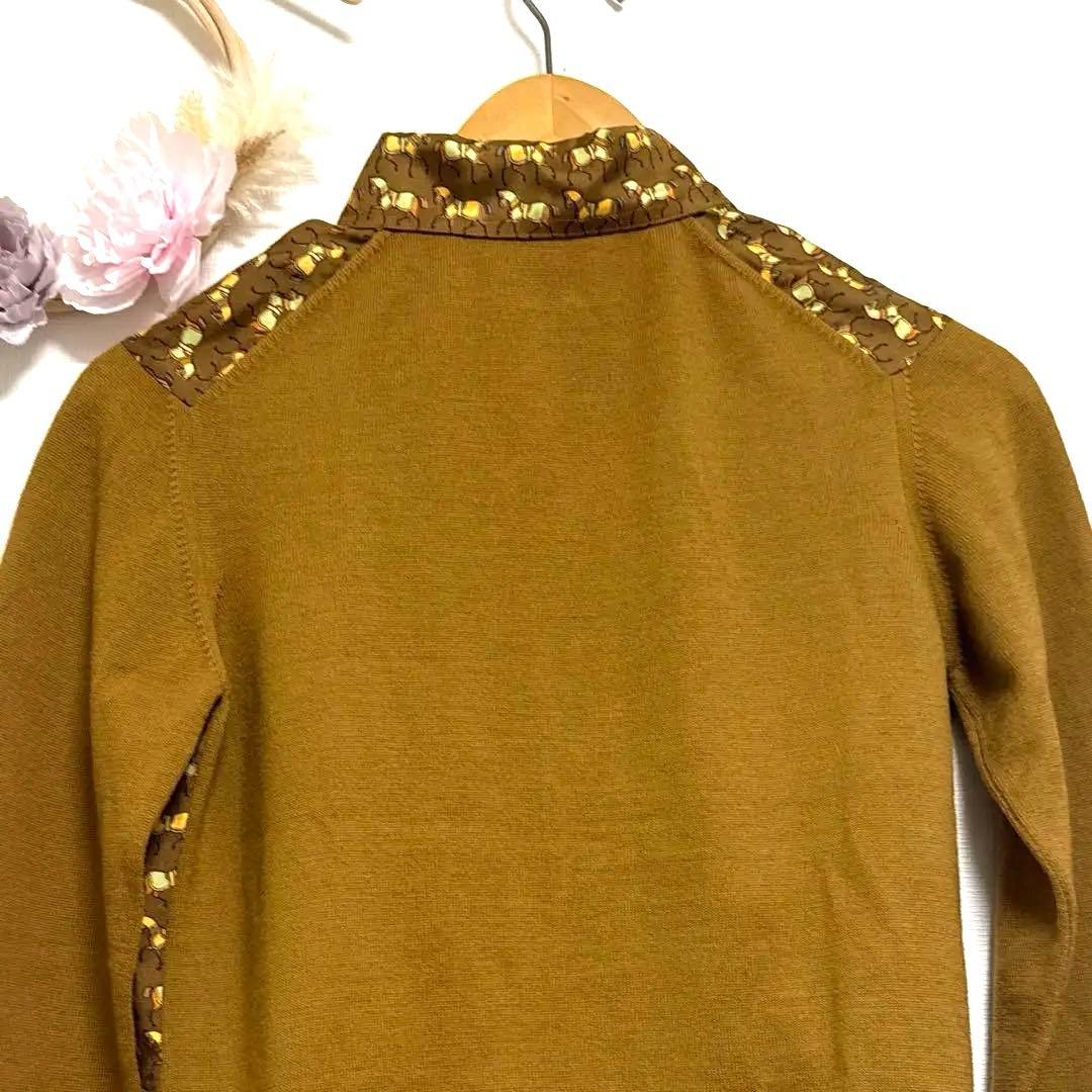 HERMÈS エルメス 長袖シルクシャツ 袖ニットデザイン 上品シンプル 訳あり