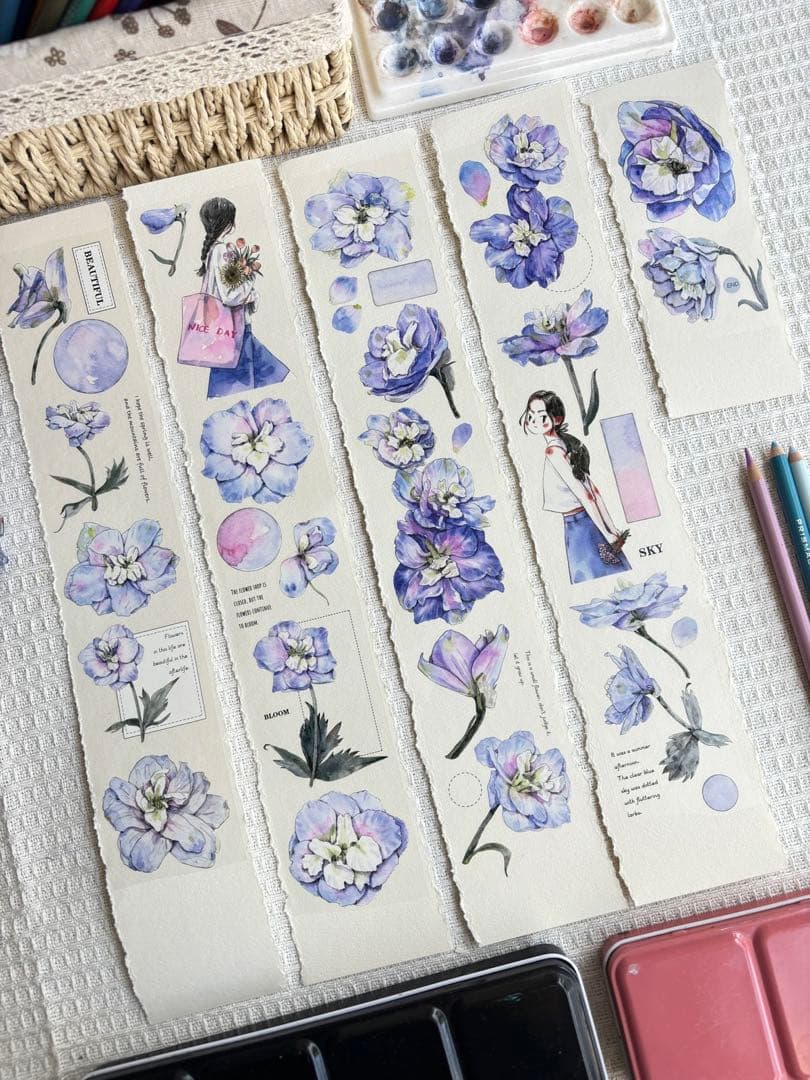 ⭐️SALE⭐️KAIXUN《大花飞燕草》海外マスキングテープ　マステ 【1795】