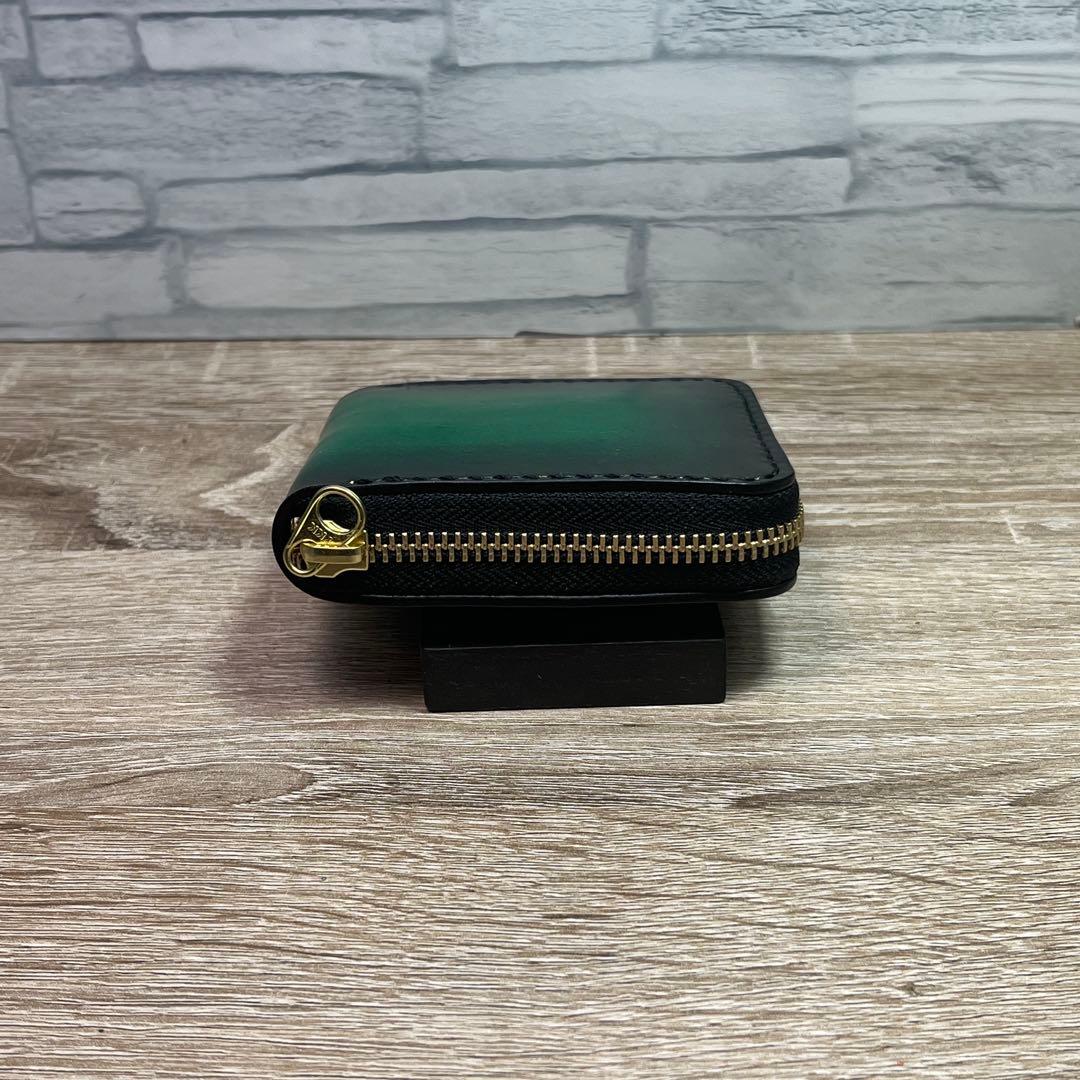 ミドルルアーワレット　本革レザー　手染めアンティークグリーン　ハンドメイド　渓流