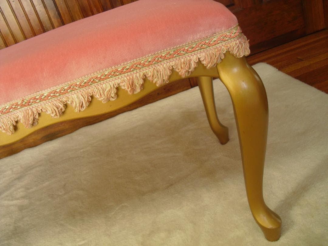 ロココ様式カウチソファ／猫脚スツール☆張替済 フランス製最高級トリミングブレード