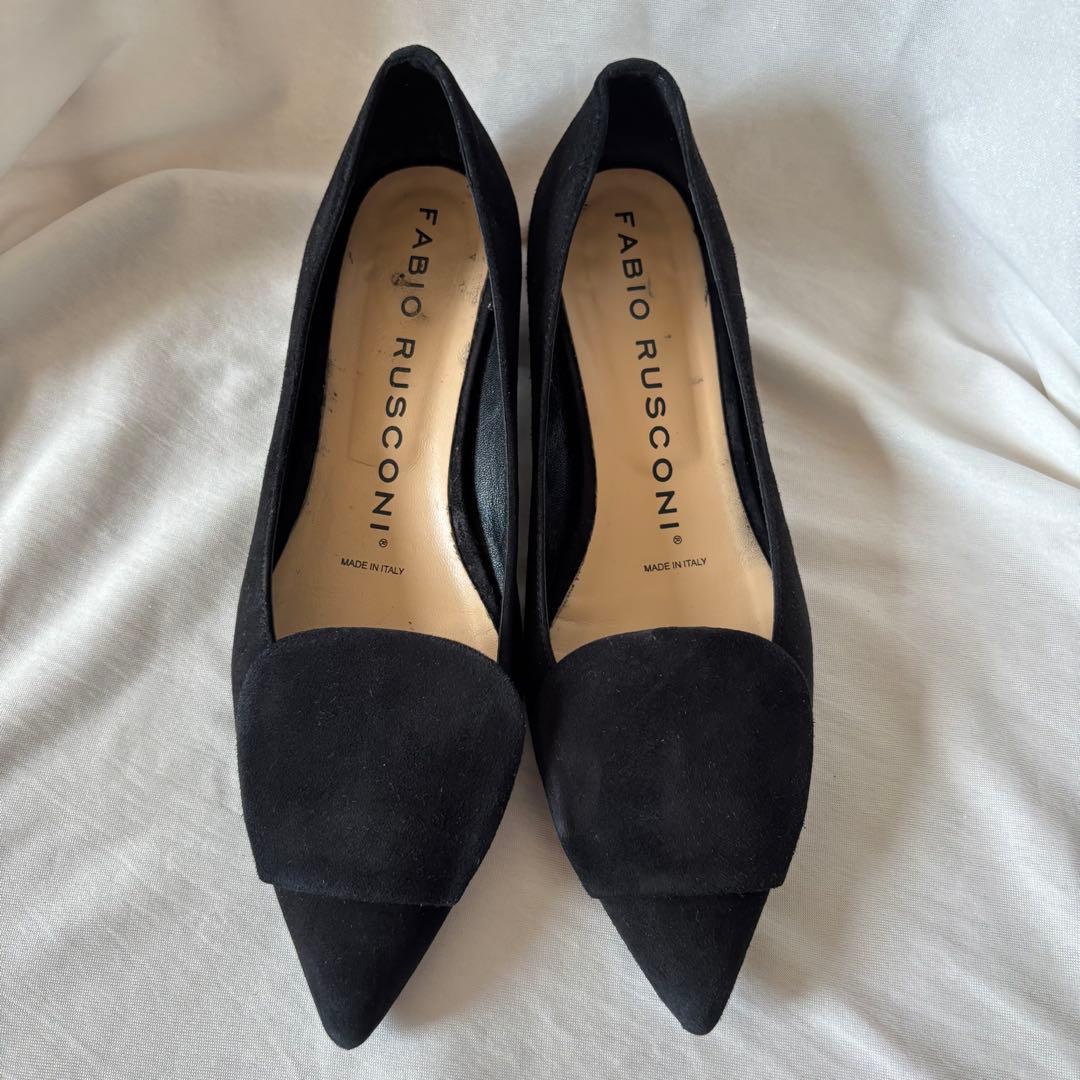 極美品★ FABIO RUSCONI ブラック フラットシューズ　37.5 黒