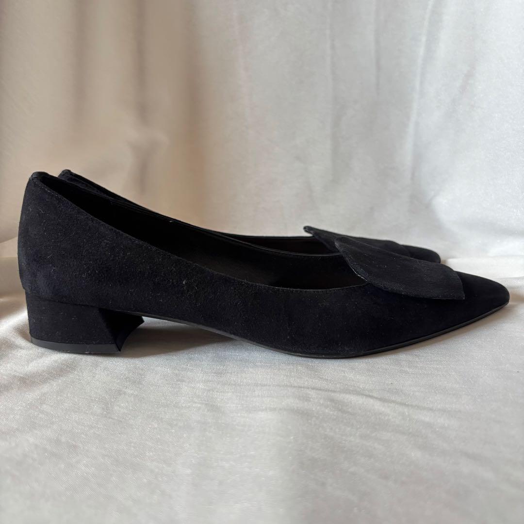 極美品★ FABIO RUSCONI ブラック フラットシューズ　37.5 黒