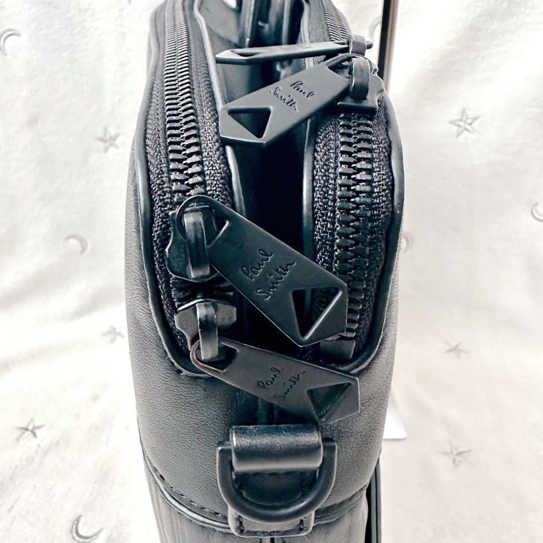 ポールスミス　ビジネスバッグ　シャドーストライプ　2way レザー　ブラック