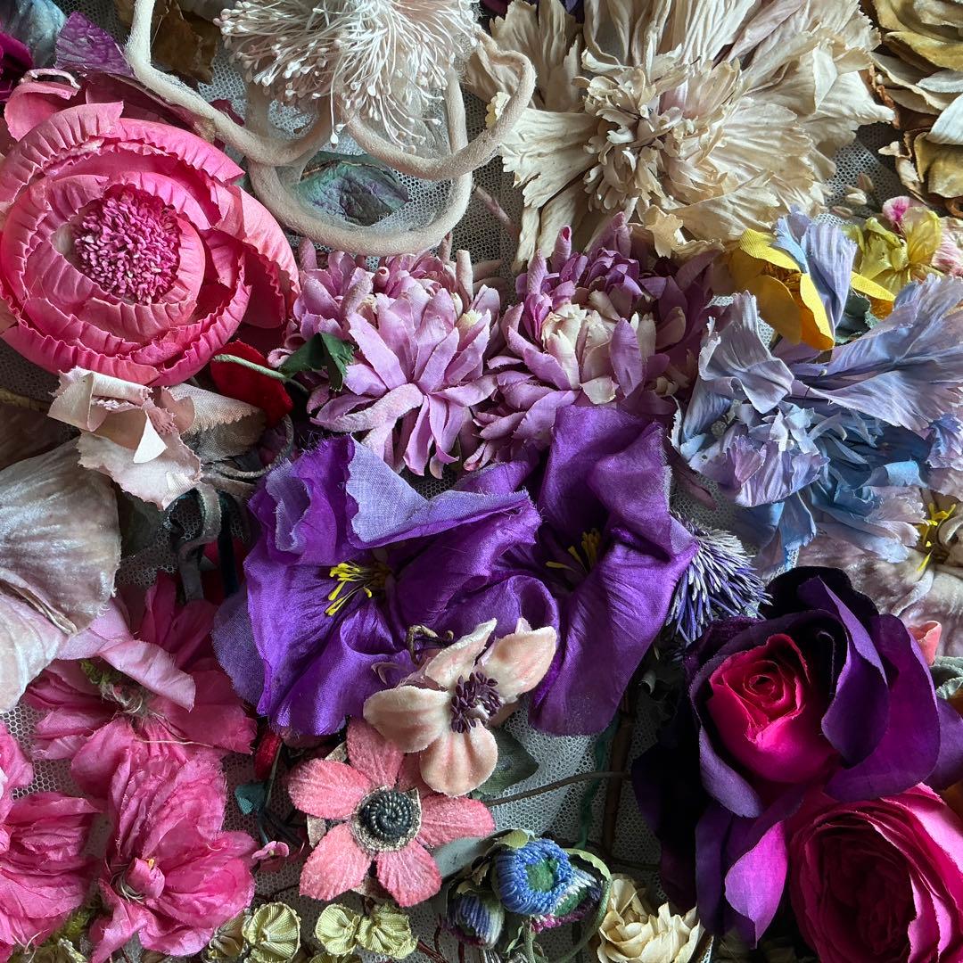 ２：フランスアンティーク　枯れた布花　パーツ　ブロカント　ハンドメイド素材