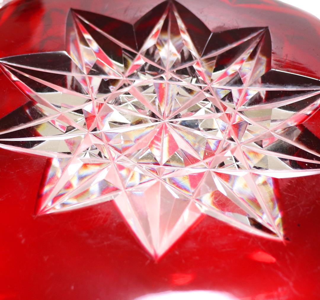 オールド・バカラ 美術館級 赤被せクリスタル カタログ掲載 2.3kg特大切子鉢