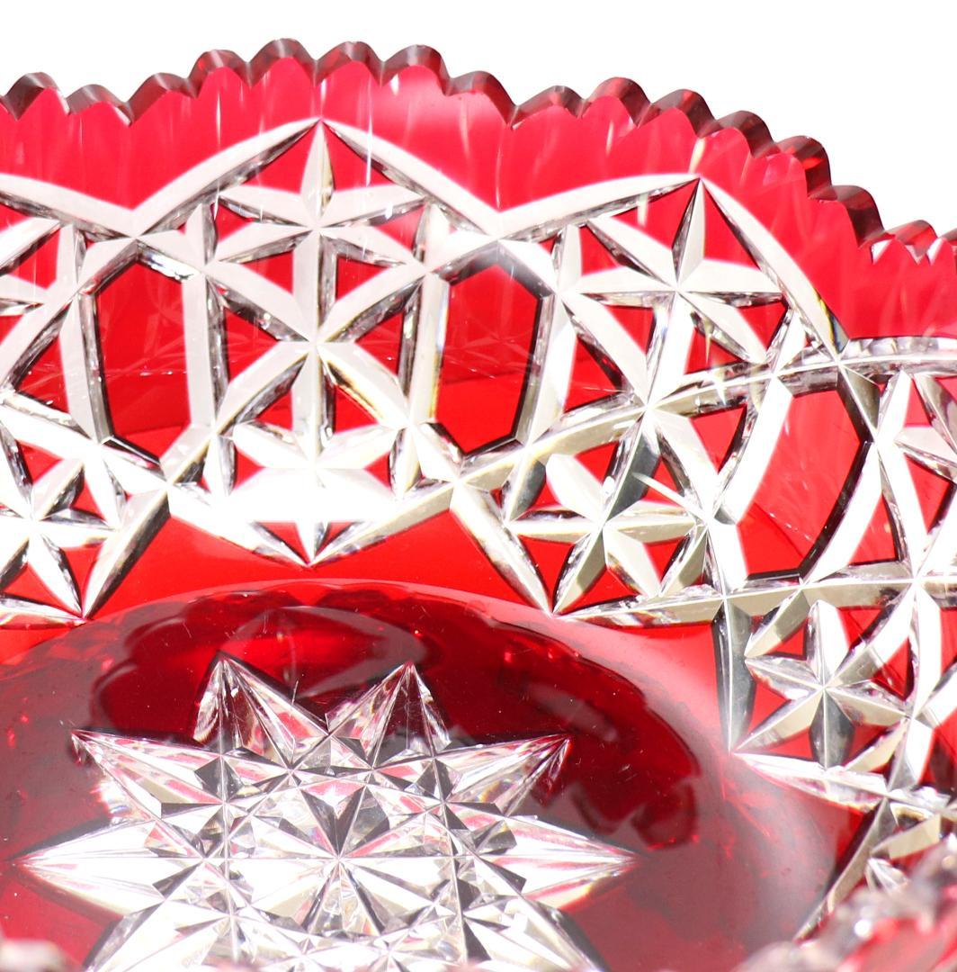 オールド・バカラ 美術館級 赤被せクリスタル カタログ掲載 2.3kg特大切子鉢