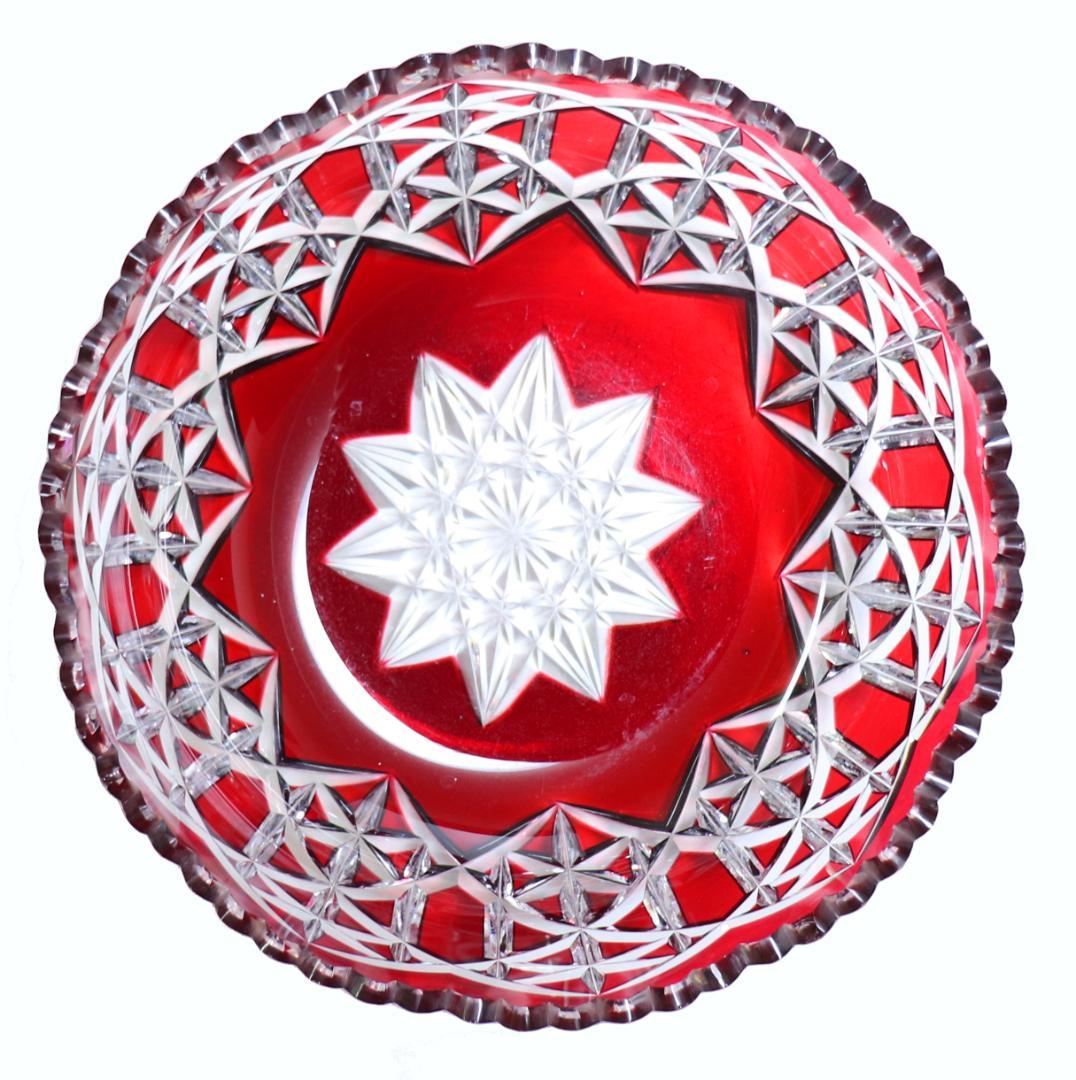 オールド・バカラ 美術館級 赤被せクリスタル カタログ掲載 2.3kg特大切子鉢