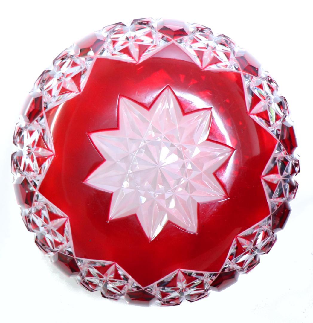 オールド・バカラ 美術館級 赤被せクリスタル カタログ掲載 2.3kg特大切子鉢