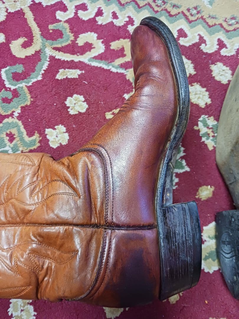 ビンテージ　ブラウンレザーウエスタンブーツ　used 9, 26,5cm