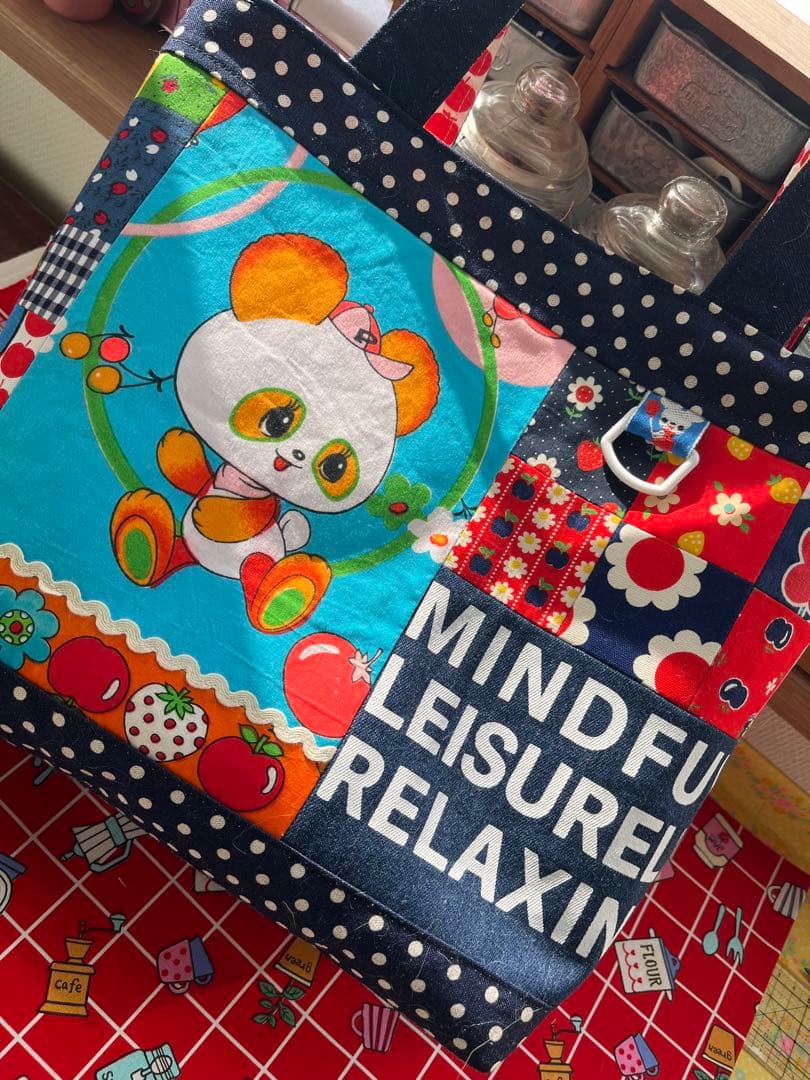 昭和レトロ生地使用 トートバッグ